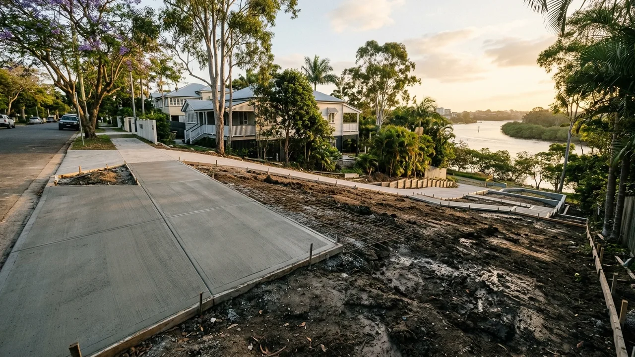 Brisbane concreting context shot for "Does the soil in Bulimba and along the river affect how concrete performs?"