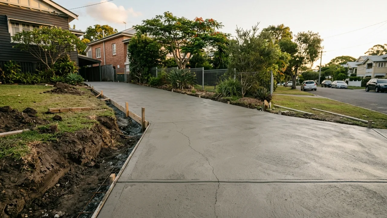 Brisbane concreting context shot for "Why does concrete crack and when is it actually a problem?"