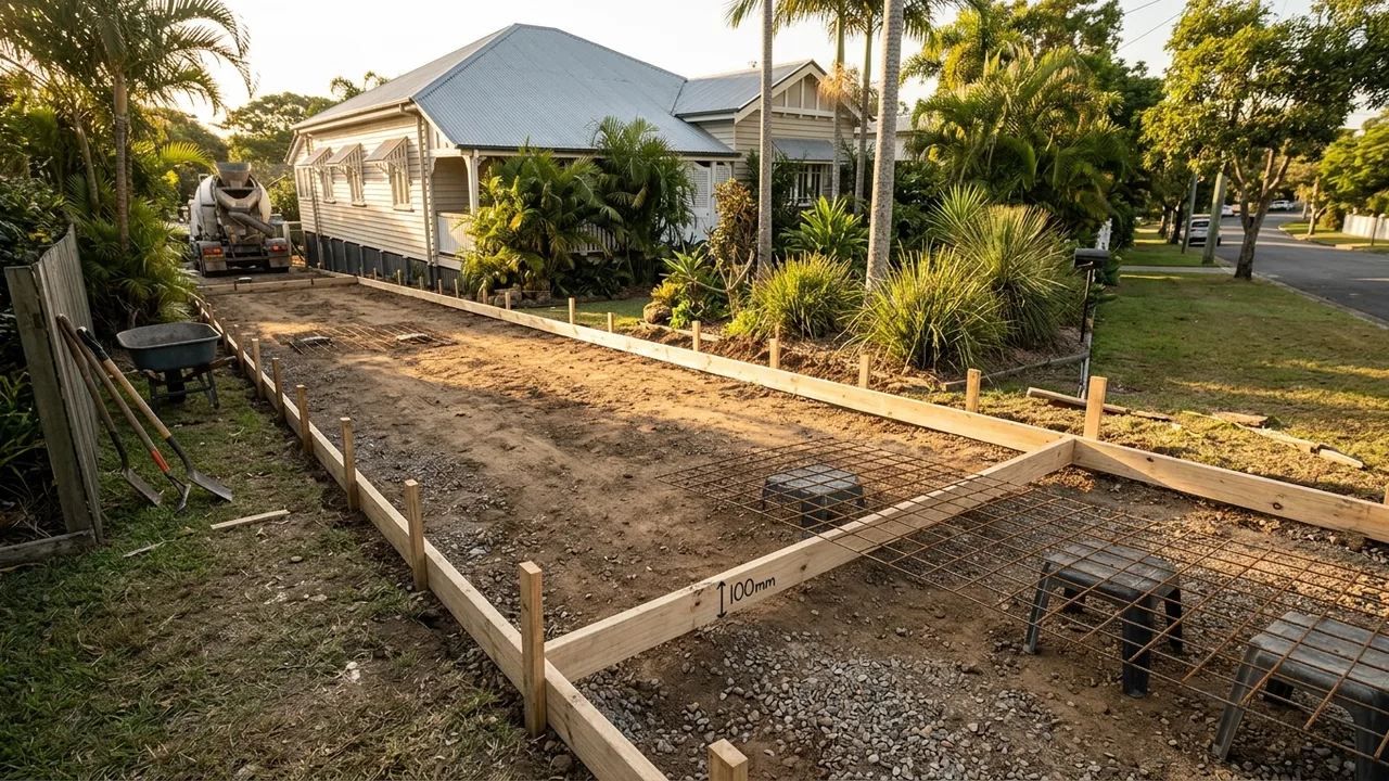 Brisbane concreting context shot for "How Thick Does a Residential Concrete Driveway Actually Need to Be?"