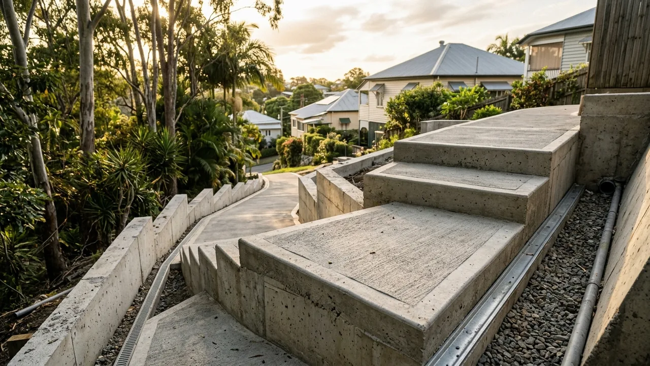 Brisbane concreting detail relevant to "How Do Concreters Handle Sloped Blocks in Bulimba and Hawthorne?"