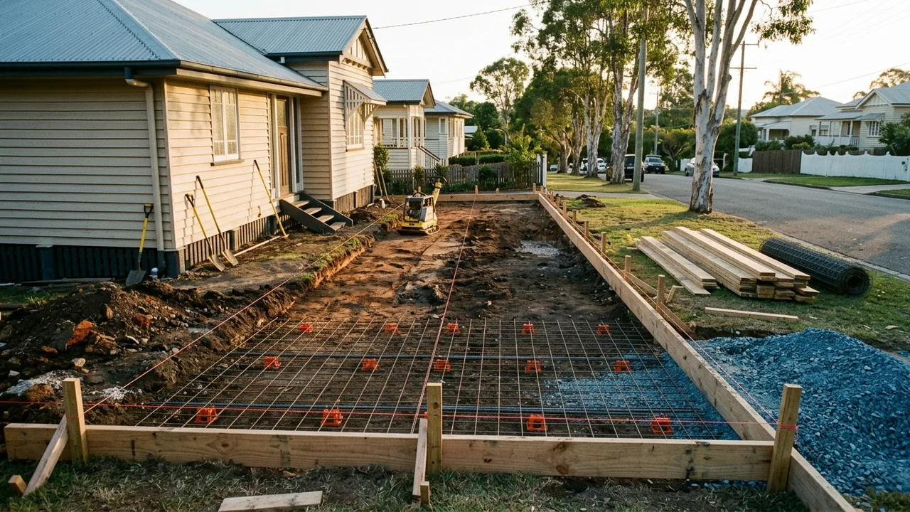Brisbane concreting context shot for "Can you concrete a driveway yourself, or is it a job for a professional?"