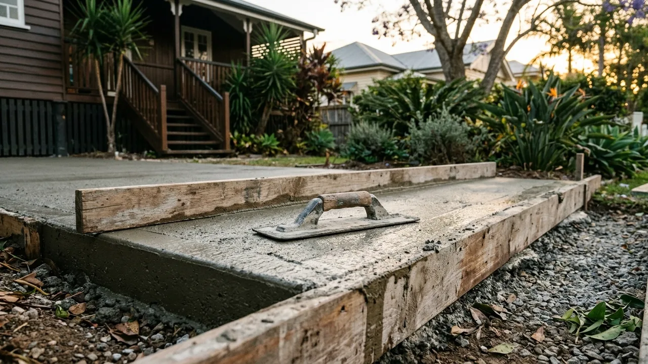 Brisbane concreting detail relevant to "Can you pour concrete yourself or do you need a professional in Queensland?"