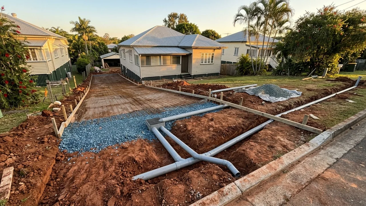 Brisbane concreting context shot for "Getting drainage wrong is the most common concreting mistake Brisbane homeowners make"