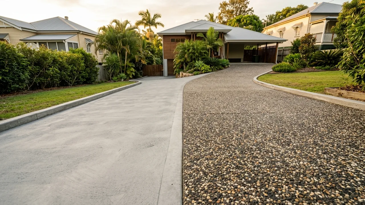 Brisbane concreting context shot for "Exposed aggregate or plain concrete: which suits Bulimba homes better?"