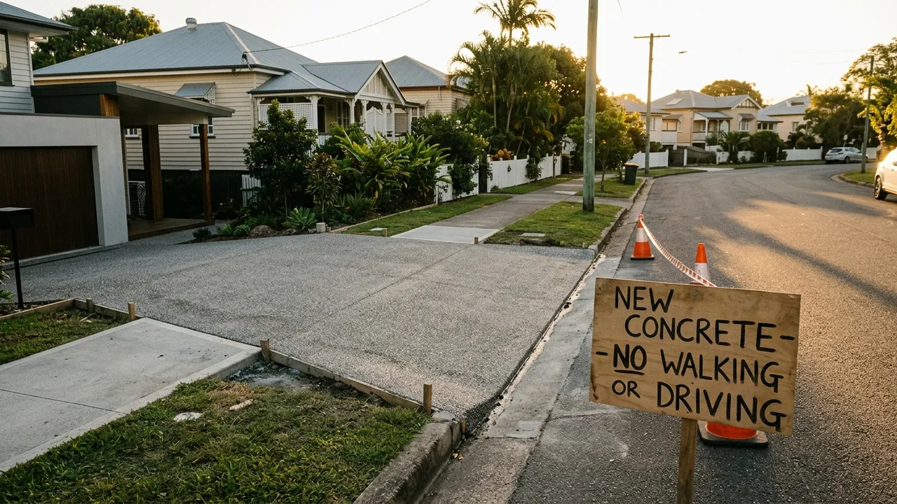 Brisbane concreting context shot for "How long before you can use new concrete in Brisbane's climate?"