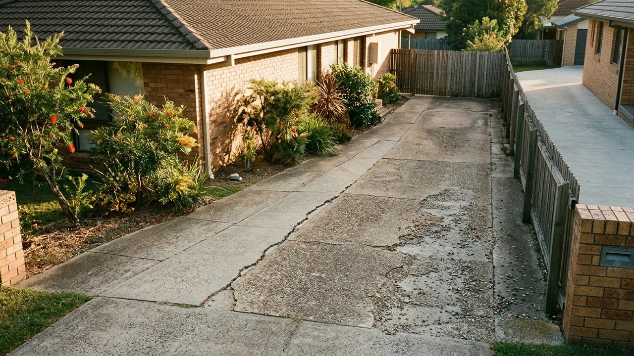 Brisbane concreting context shot for "How do you know when a concrete driveway actually needs replacing?"