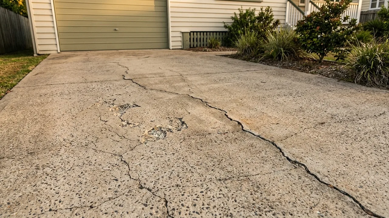 Brisbane concreting detail relevant to "When should you repair your concrete driveway and when should you replace it?"