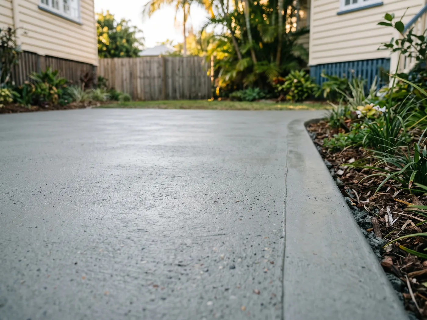 Close-up of a finished concreting job on a Brisbane home